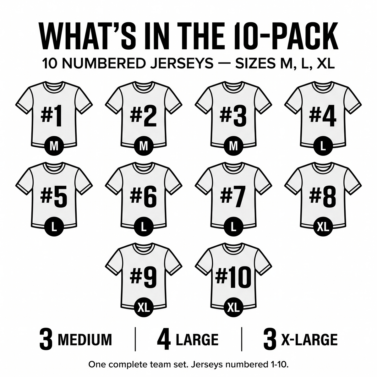 Flag Football Jersey 10-Pack | Numbered Team Set